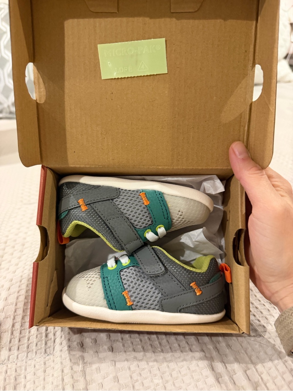 See Kai Run Gray, Teal, Lime and Orange Toddler Velcro Sneakers
